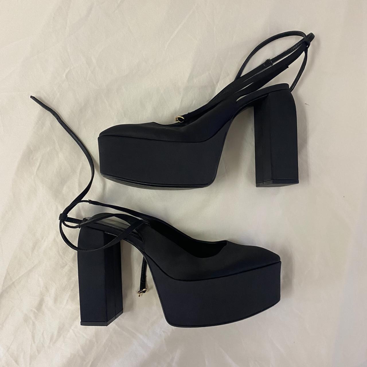 ZARA black platform BRATZ DOLL satin chunky heel... - Depop