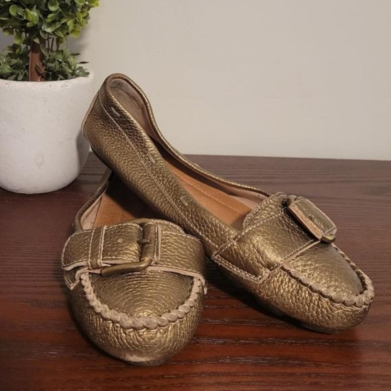 J crew clearance gold moccasins