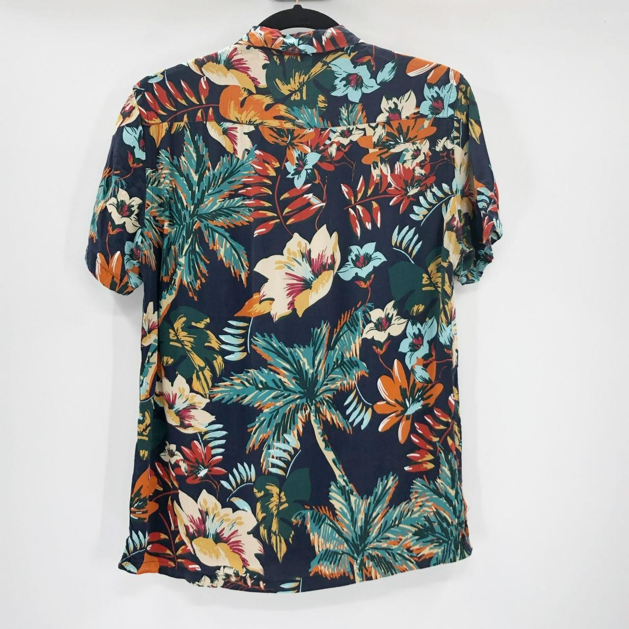 Zara Men's Black Floral Hawaiian Shirt Button Down... - Depop