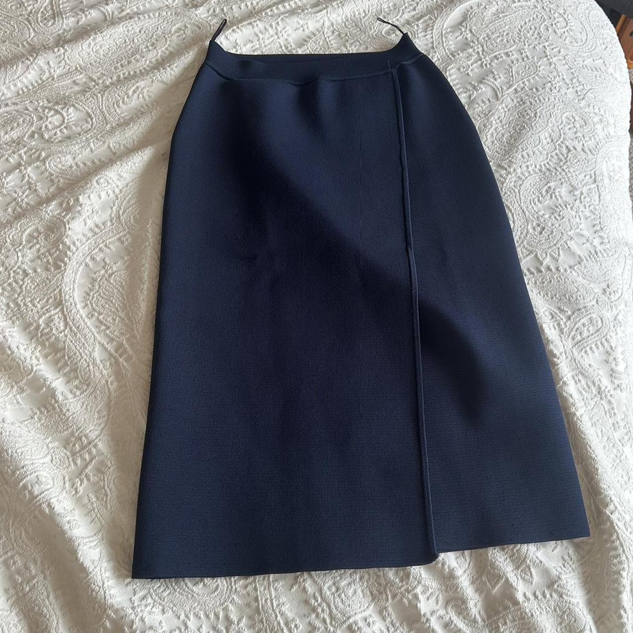 Scanlan Theodore Crepe Knit Navy Split Midi