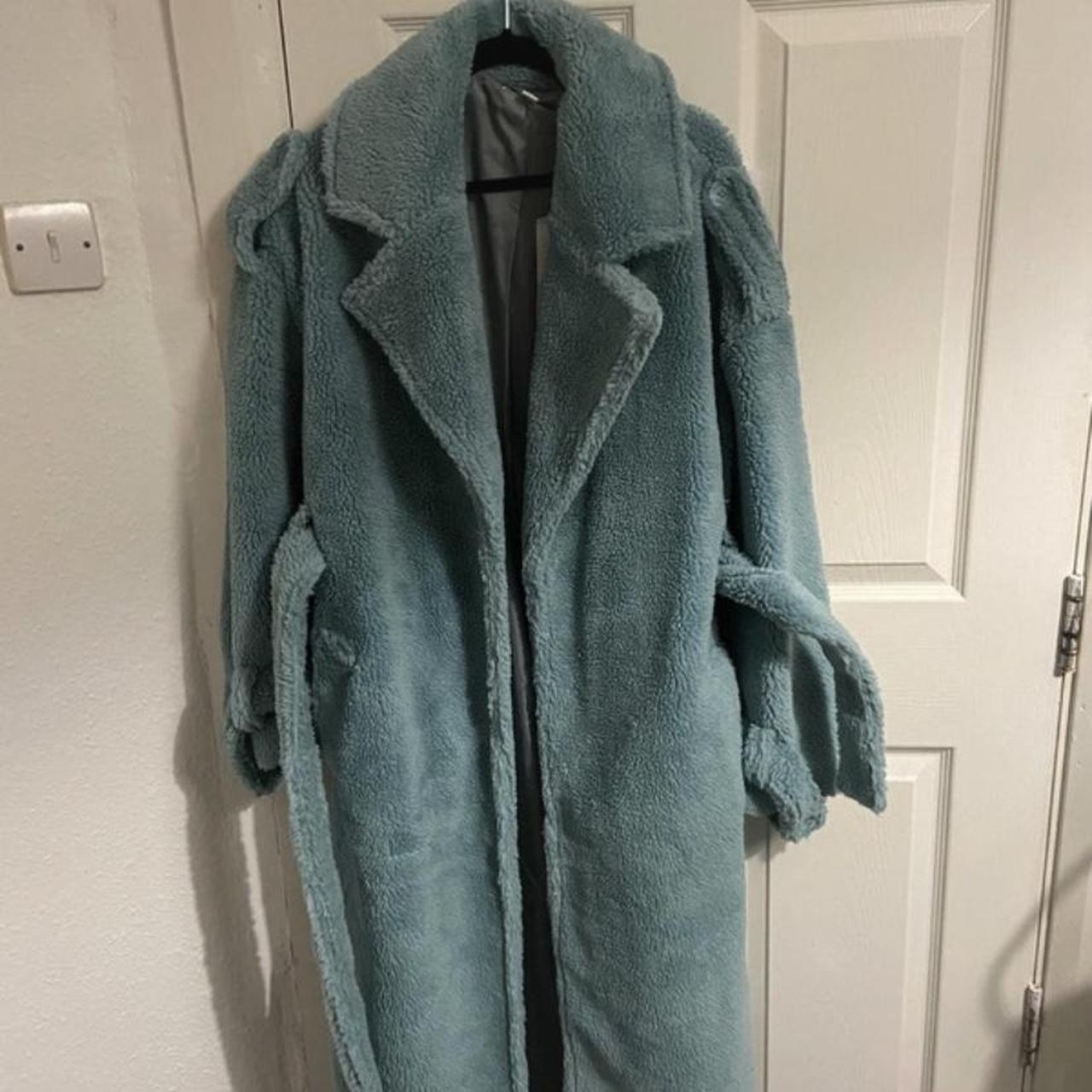 Blue teddy coat topshop hotsell