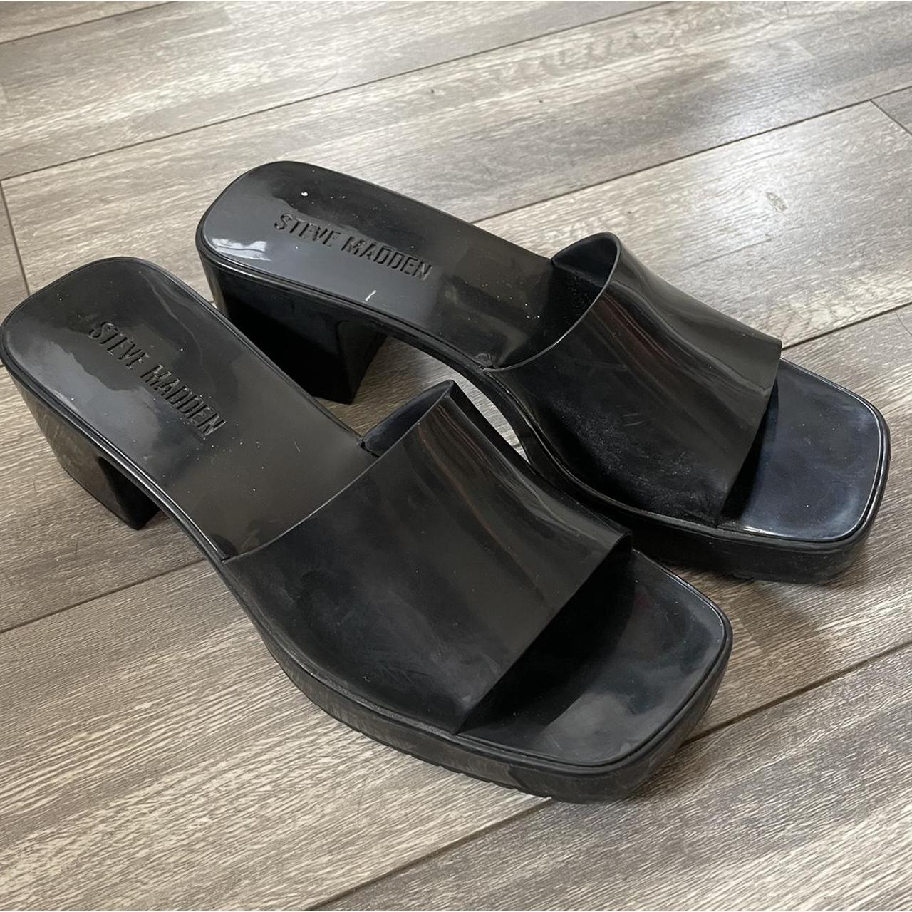 blue square toe sandals