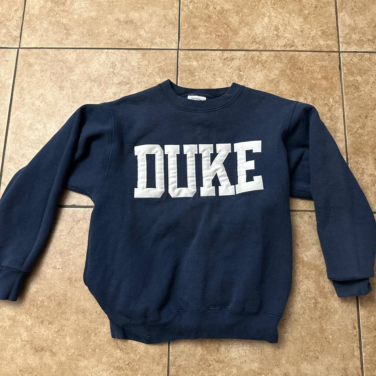 Duke Men's Navy and White Jumper