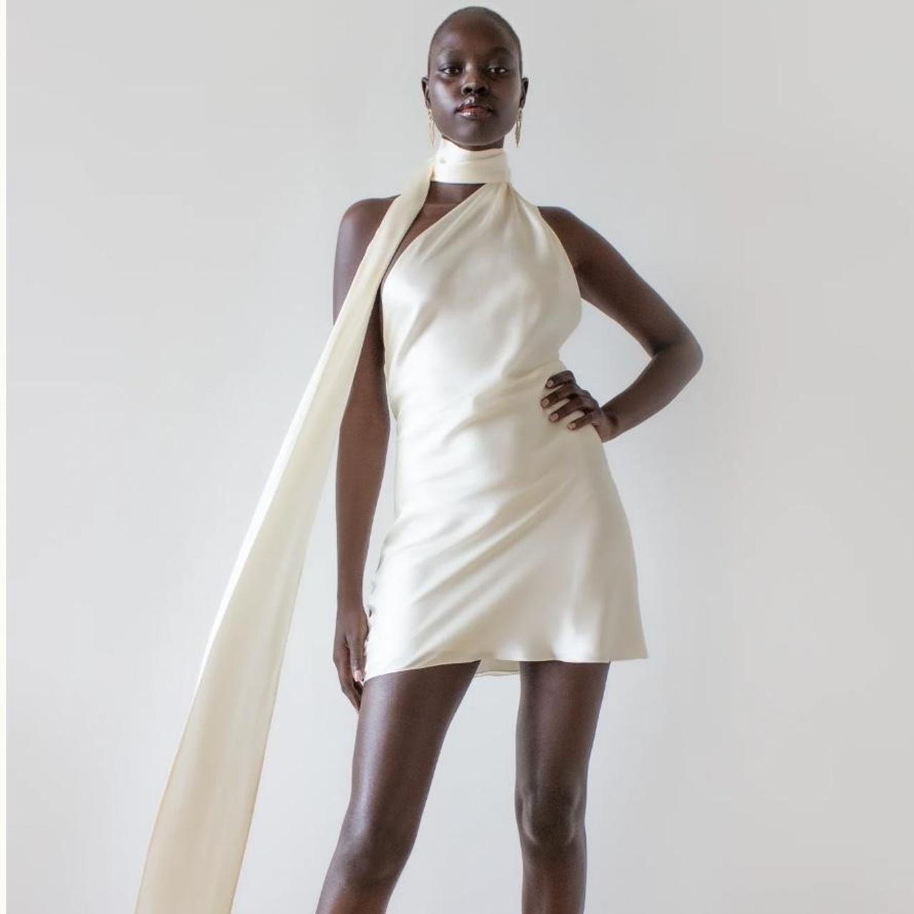 Women's Cream and White Dress | Depop