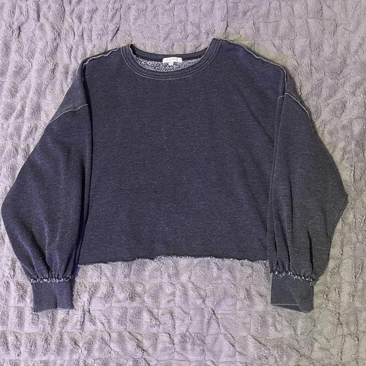 z-supply dark grey oversized cropped sweatshirt. - Depop