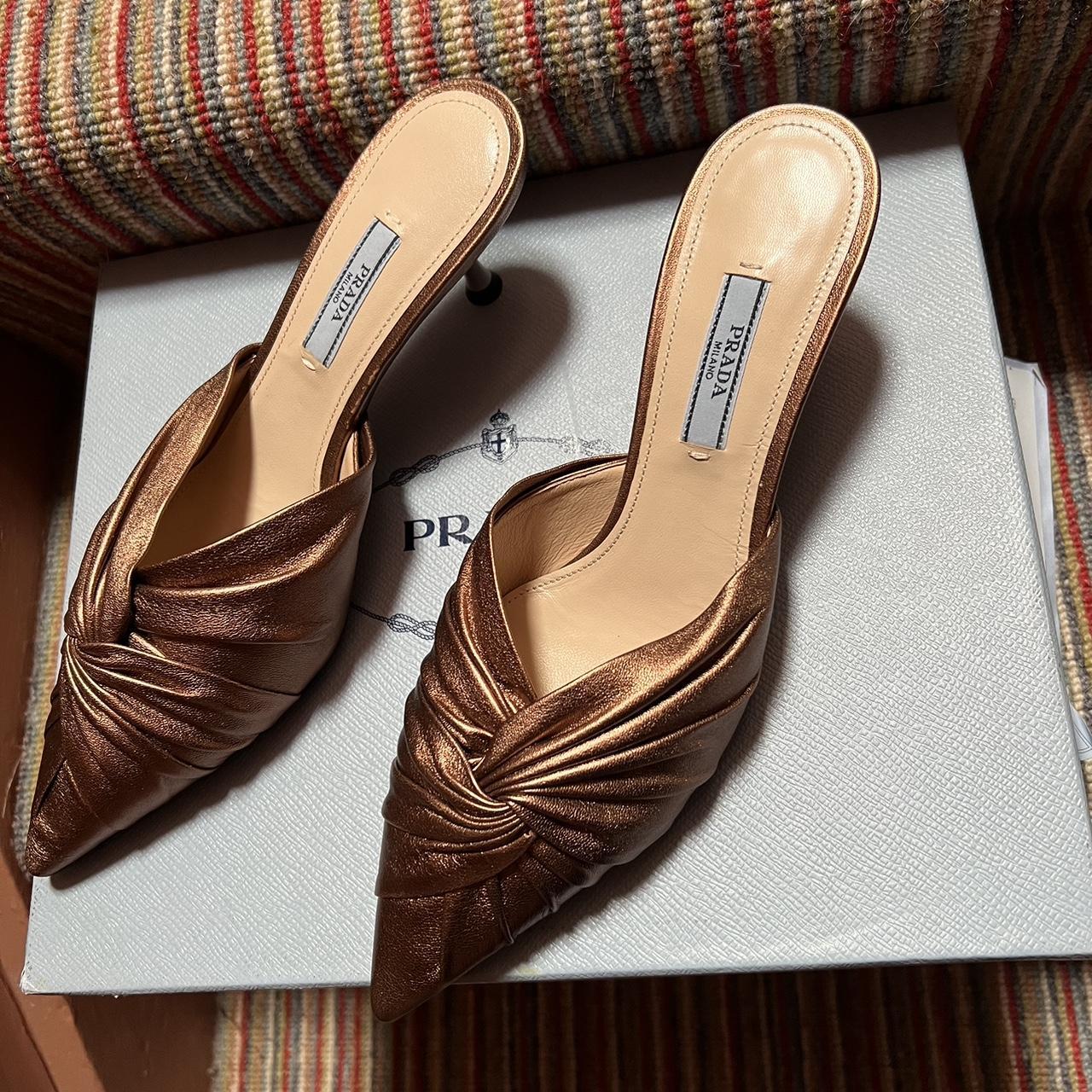 Prada metallic mules hotsell