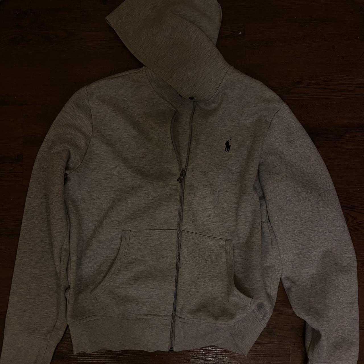 Grey Polo Hoodie - Depop