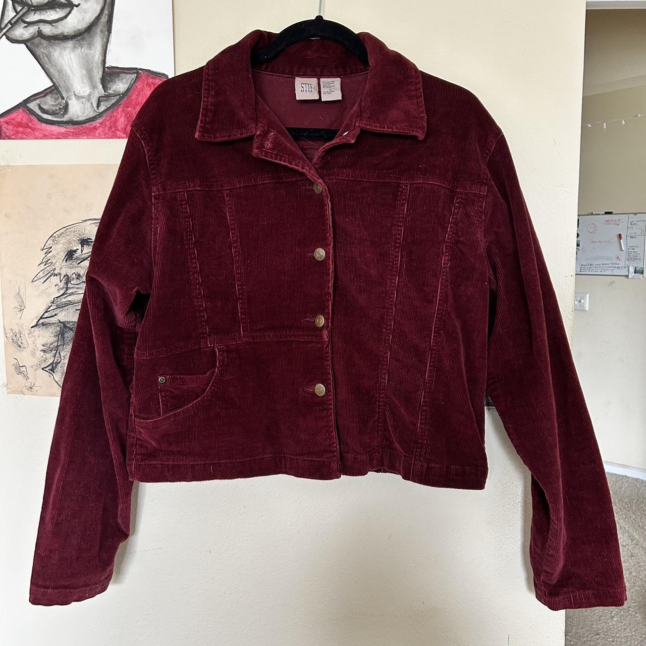 Burgundy corduroy jacket #jacket #corduroy #y2k... - Depop