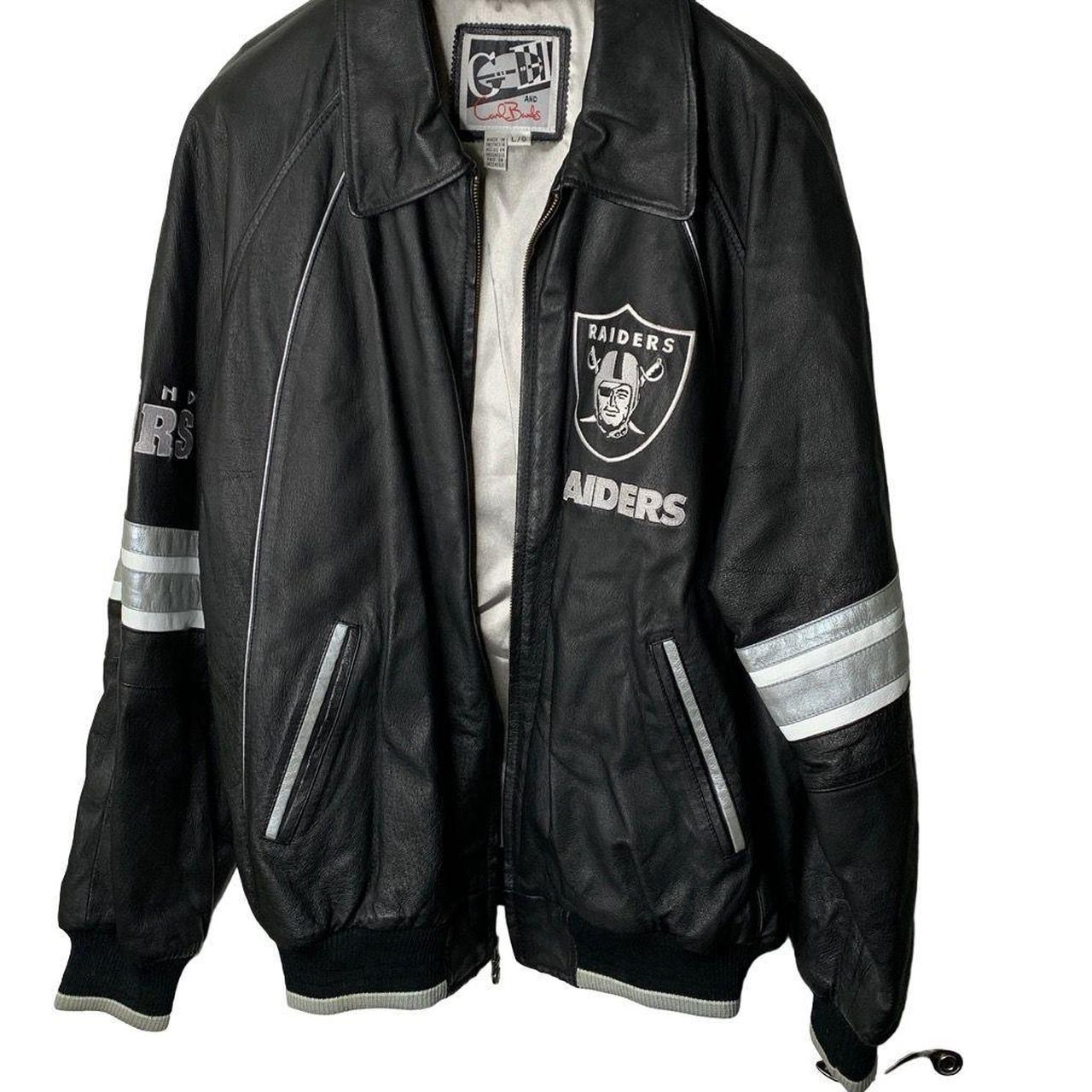 Black Gray Oakland Raiders NFL Leather Jacket