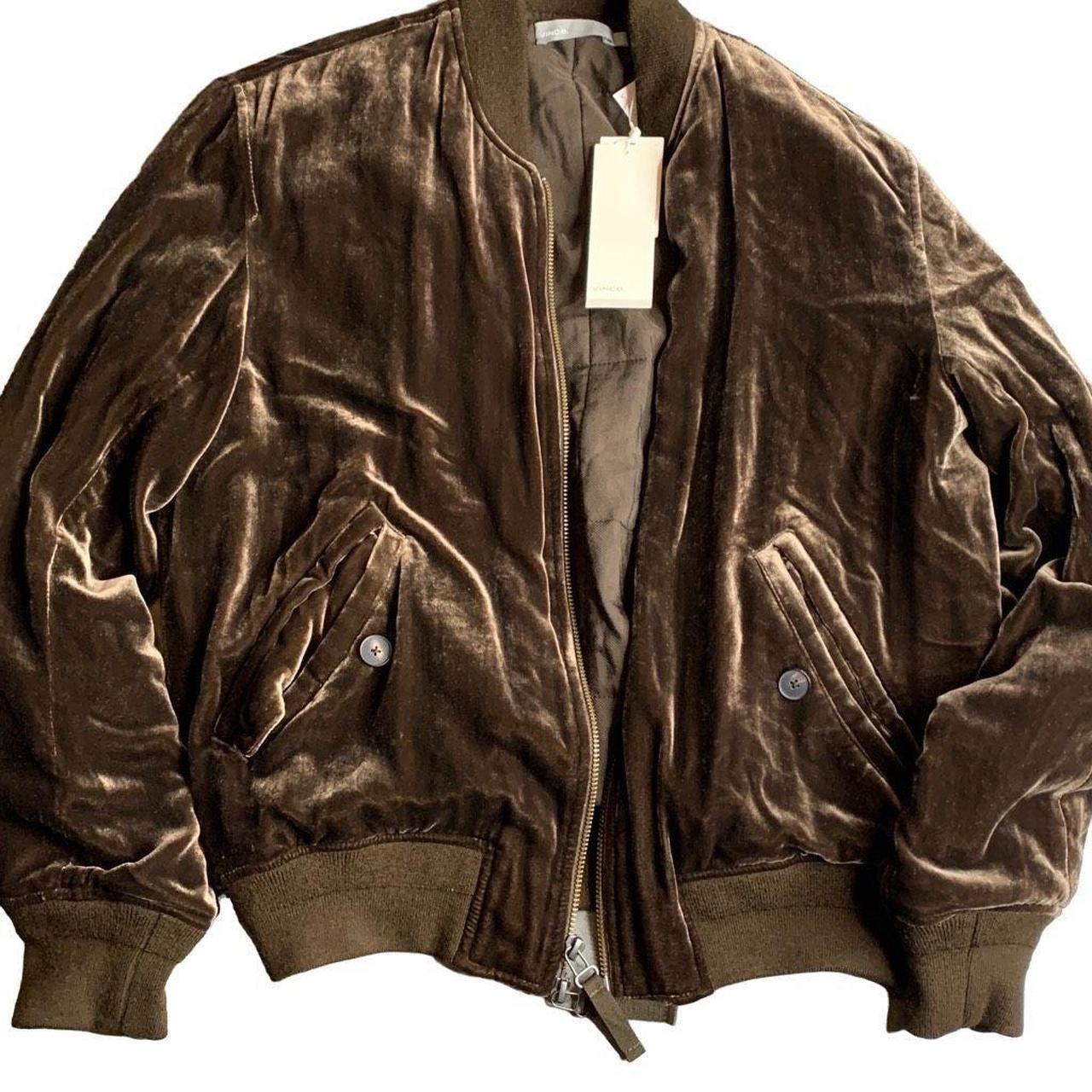 VINCE Velvet Bomber Jacket Brown size XS NWT Depop