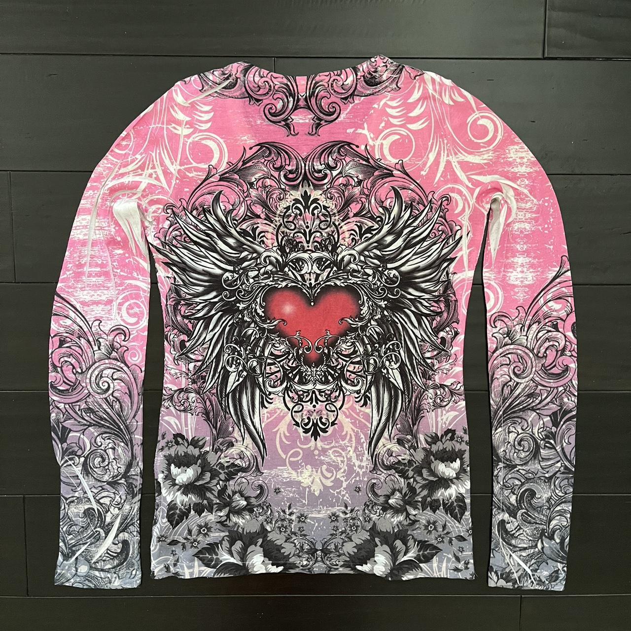 y2k grunge bedazzled long-sleeve top 📍size: M | Depop