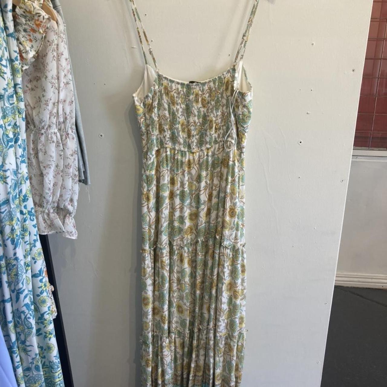 Women's Green and Yellow Dress Depop