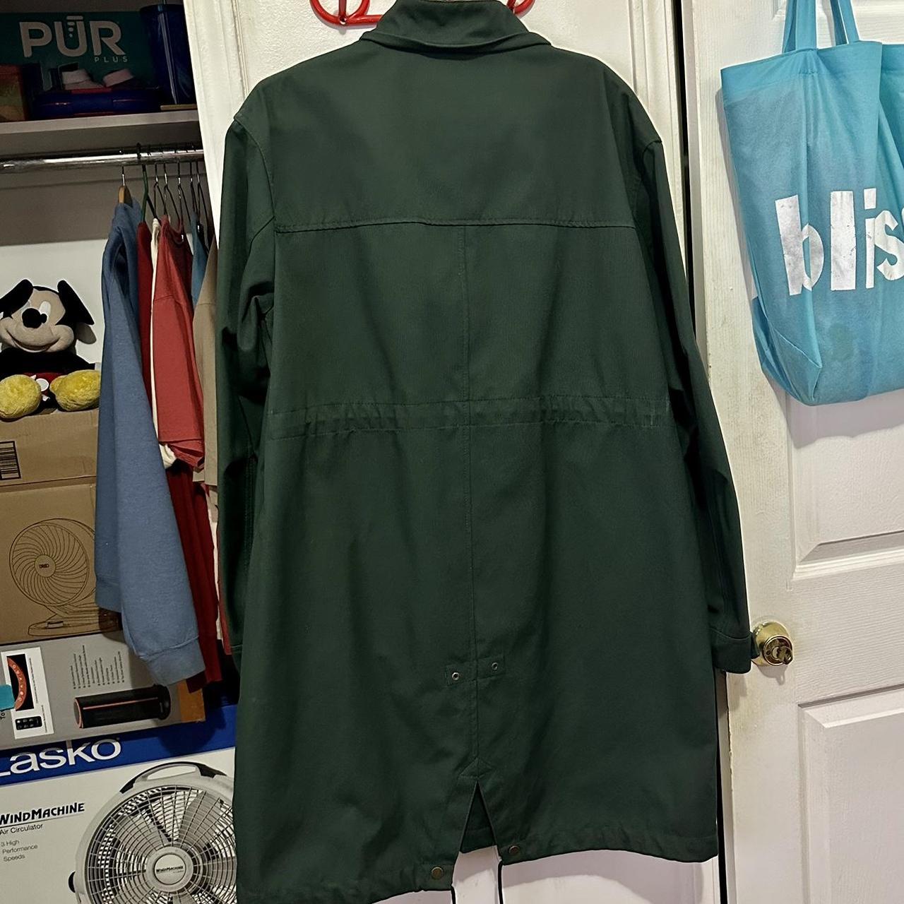 Zara Green Double Closer Textured Weave Parka with - Depop