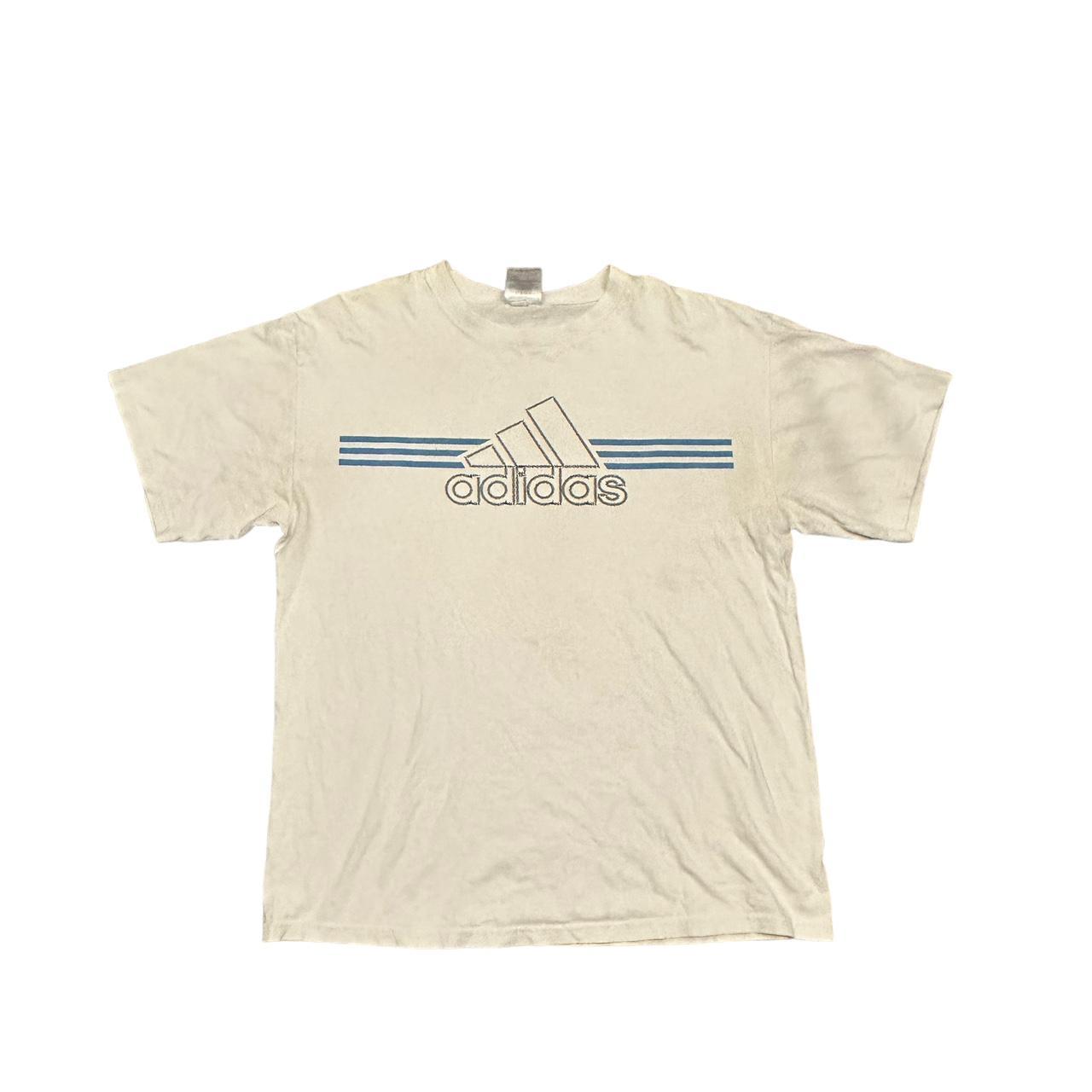 Y2K Baby Blue Adidas Graphic TShirt Size M fits... Depop