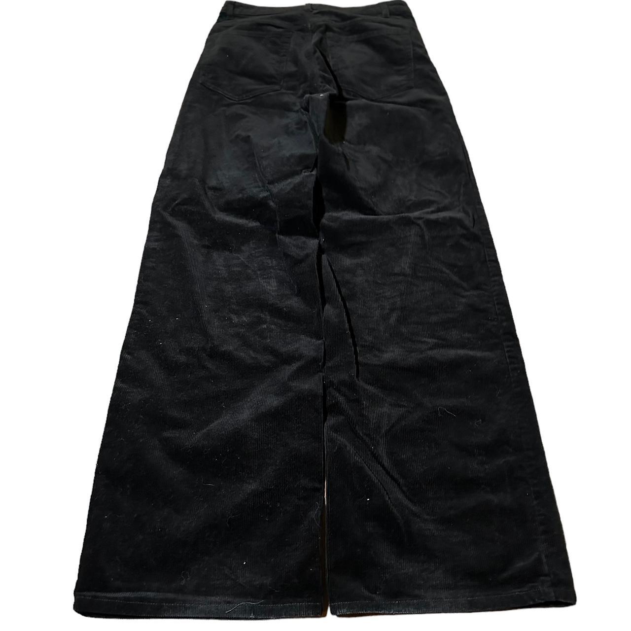 H&M Wide Leg Corduroy Black Pants Size 28x32 - 11”... - Depop