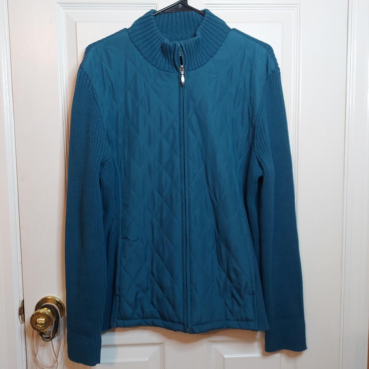 Croft Barrow Blue Quilted Sweater Jacket Ribbed