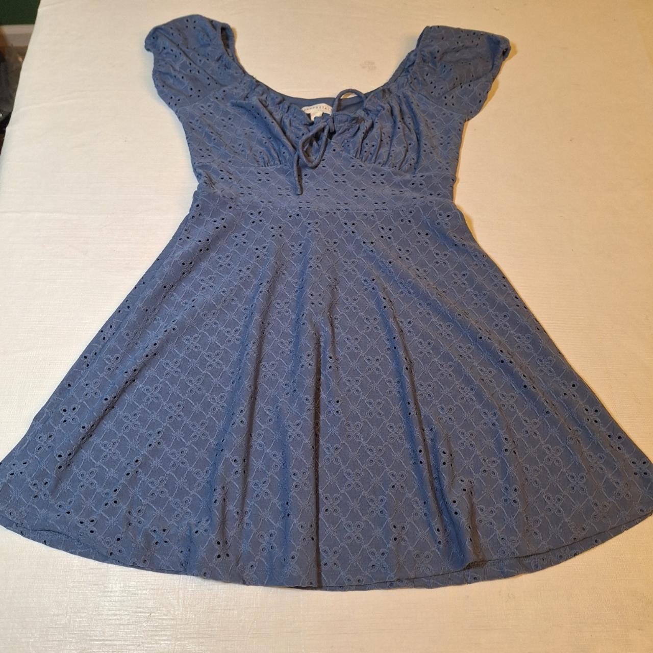 Aeropostale Blue Eyelet Short Sleeve V Neck Mini