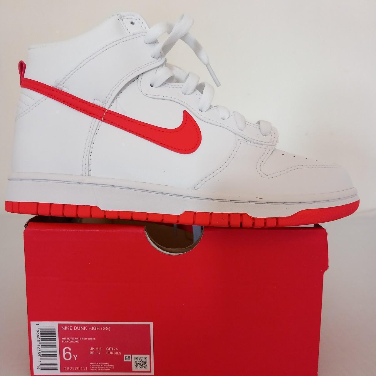 Nike dunk high shops white gym red