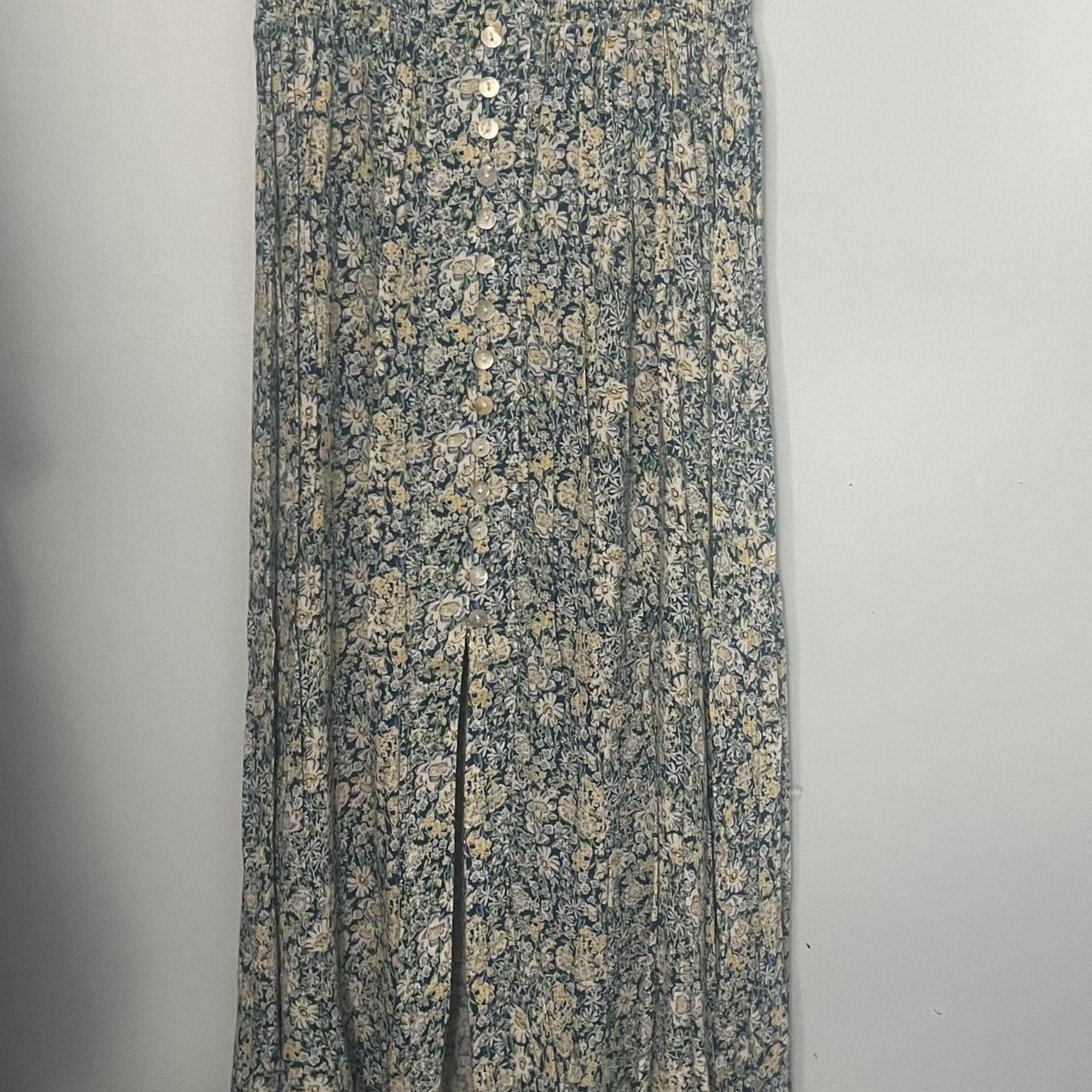 Blue flower print maxi skirt Waistband stretches... - Depop