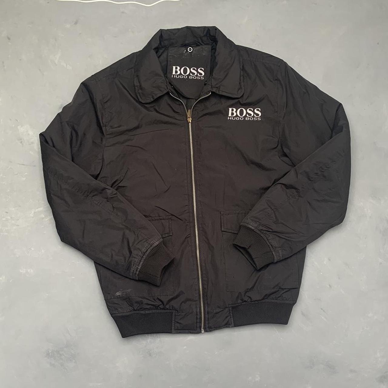 Description- vintage hugo boss bomber jacket Colour... - Depop