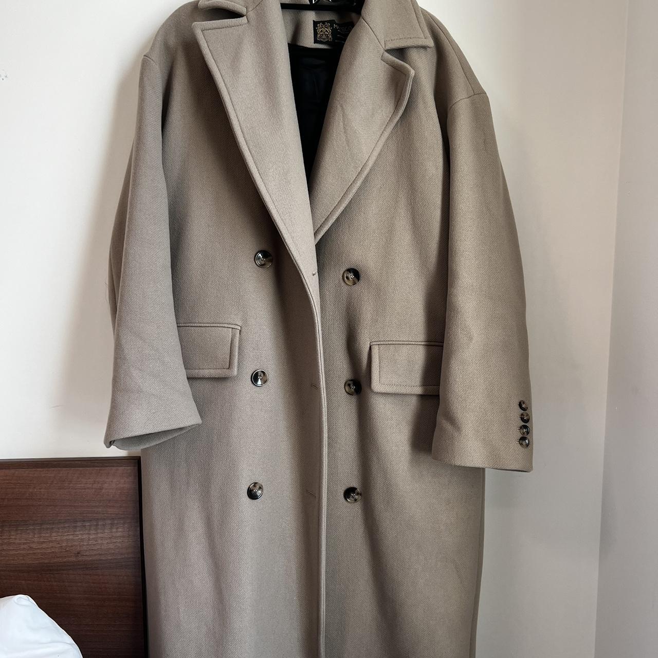 Zara manteco wool long coat in taupe grey RP 119... - Depop