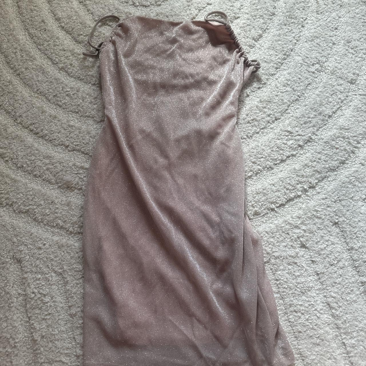 Super cute nude color sparkly dress with tie back... - Depop