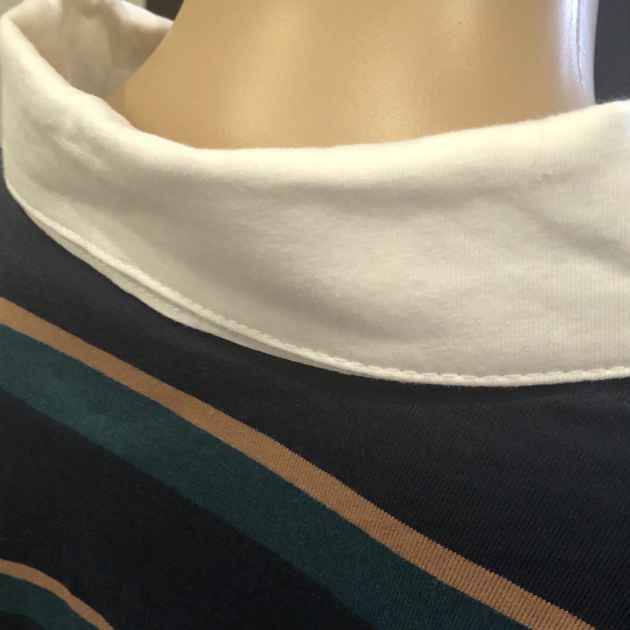 Stripe Collar Knit Polo Top / sweatshirt / vintage... Depop