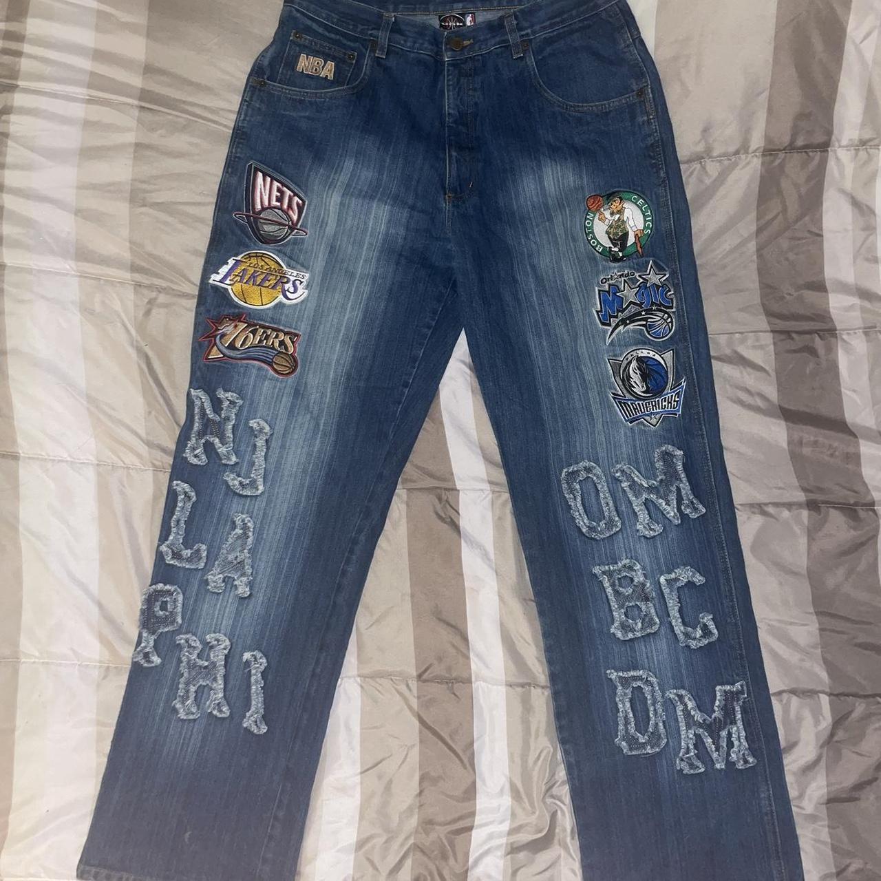 VINTAGE 1996 unk nba patch jeans size 40 mens good - Depop