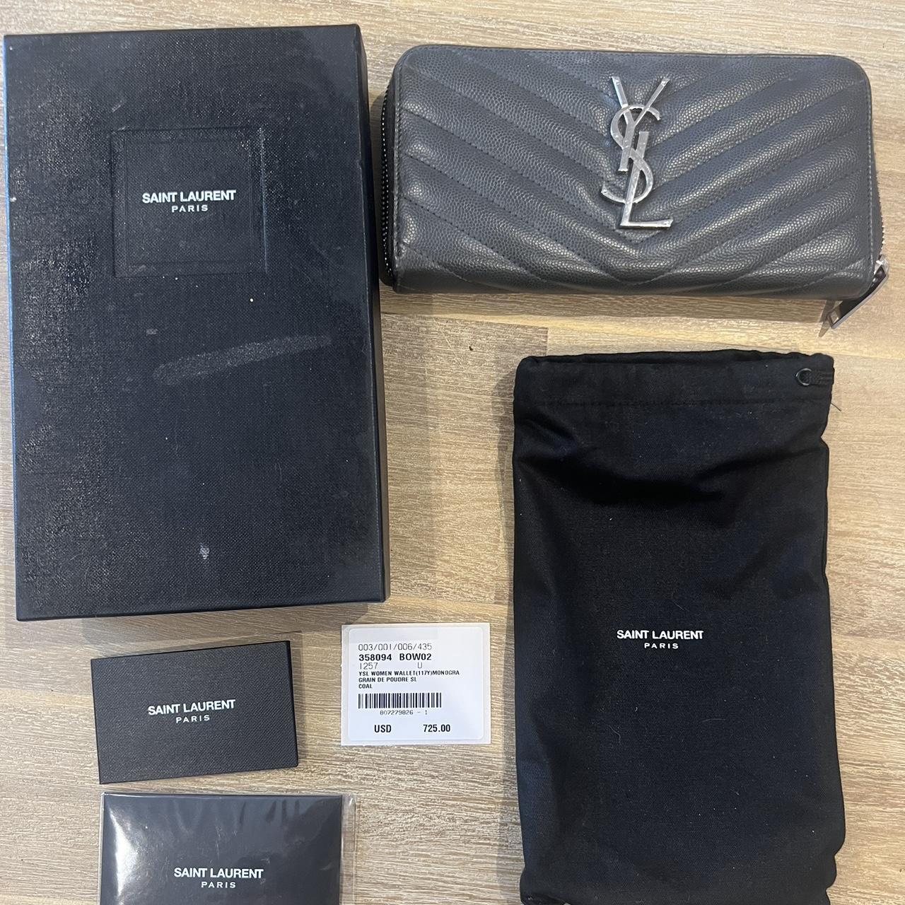 Authentic YSL Saint Laurent tan gold zipper wallet - Depop