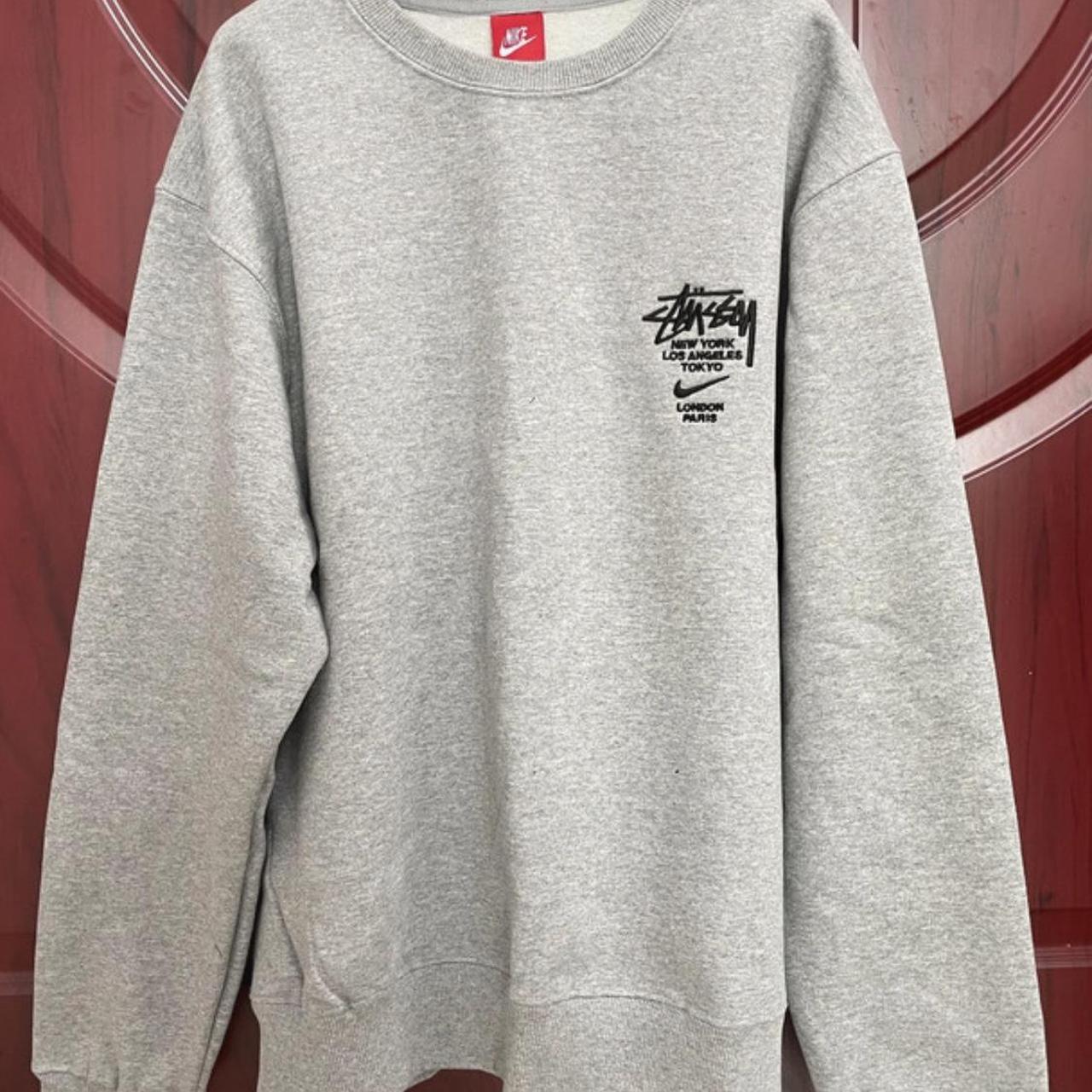 Nike X Stussy Light Grey Sweatshirt Size Medium No... - Depop