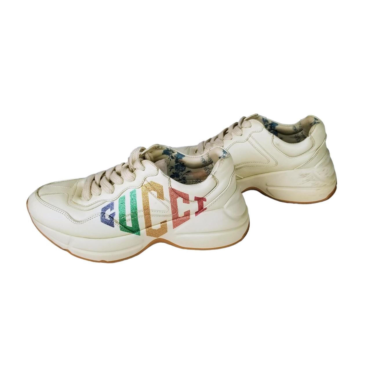 rhyton glitter gucci leather sneaker