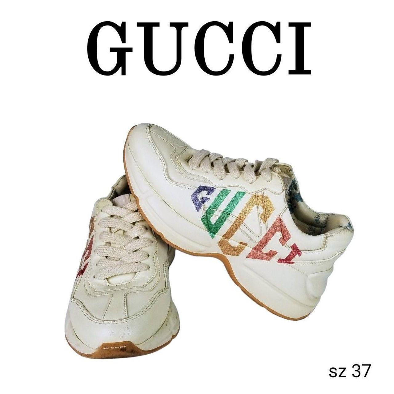 rhyton glitter gucci leather sneaker