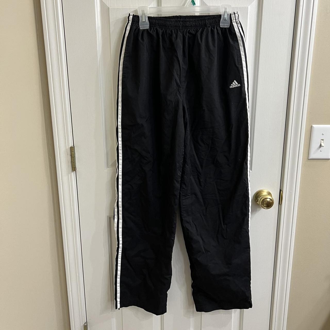 Vintage Y2K Adidas Black/White Track Pants Size L... - Depop