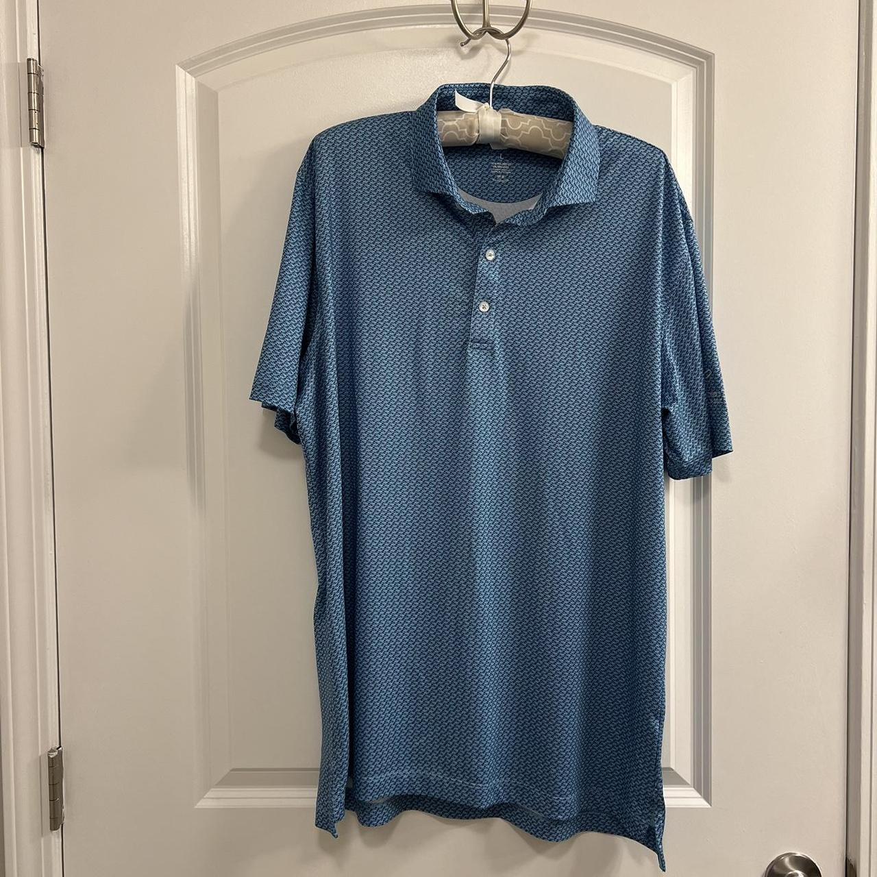 Johnnie-O Shirt Men's Large Polo Short Sleeve Blue... - Depop