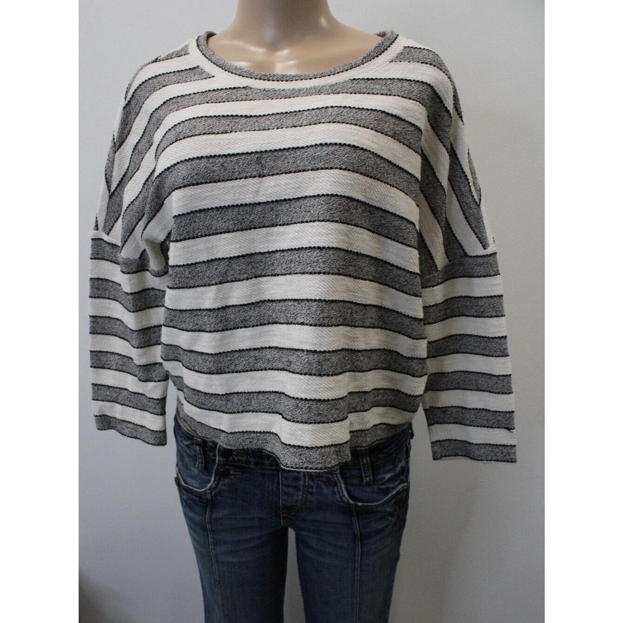Preloved Women's Sweater - Multi - L – Ann Taylor Loft Womens White Gray Striped …