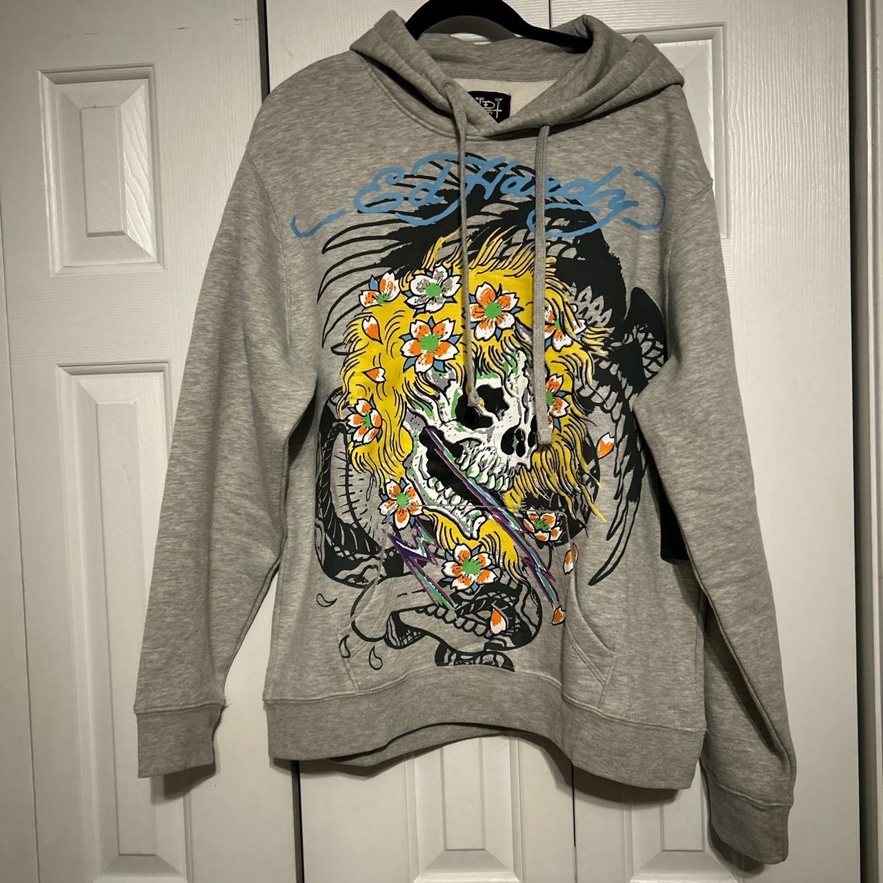 Absolutely insane Ed Hardy brand hoodie with one of... - Depop