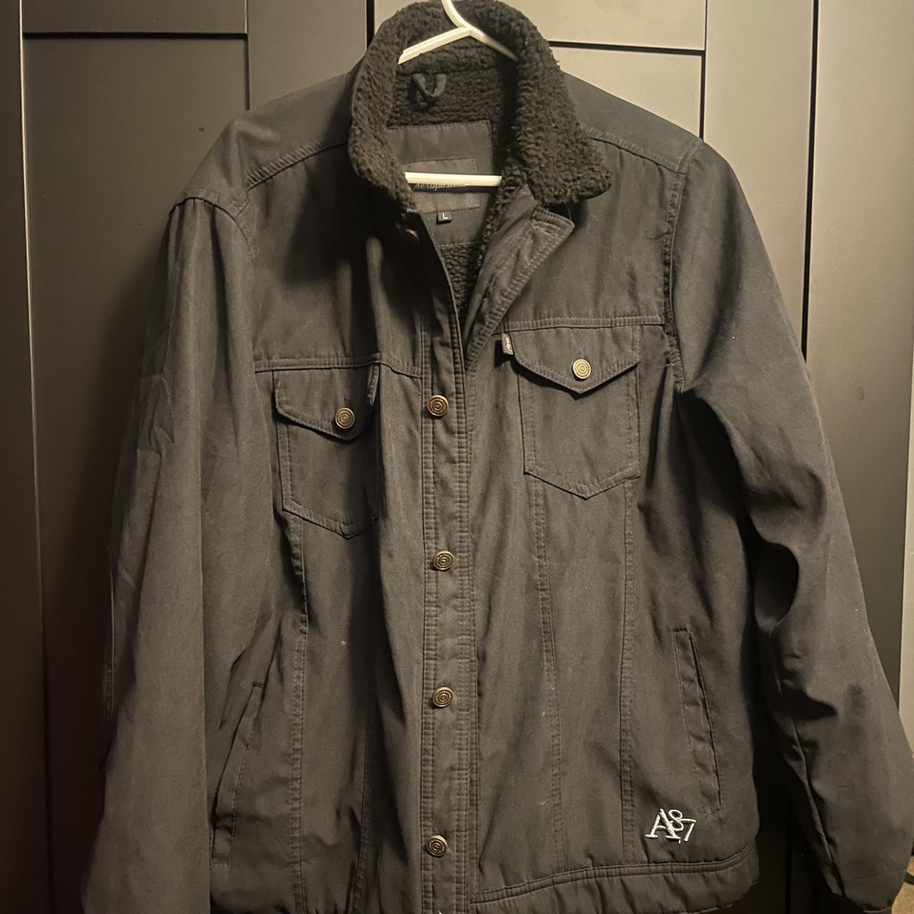 Black Sherpa Lined Aéropostale Jacket Large Depop