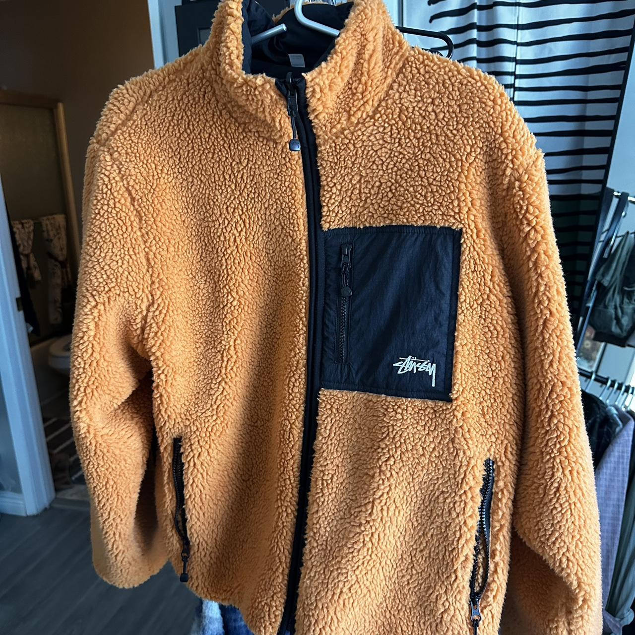 Ball Orange Stussy Sherpa, Reversible Jacket- Depop