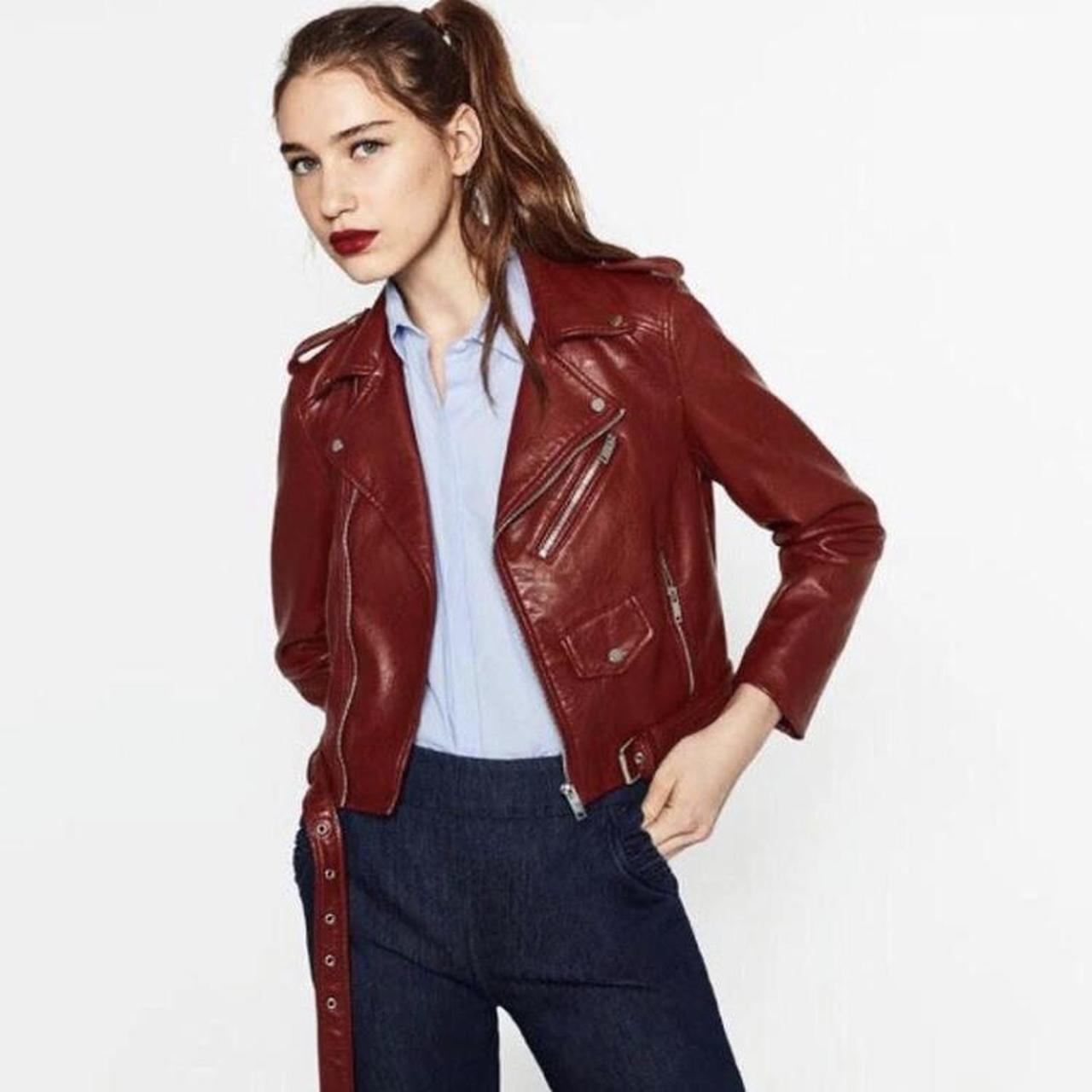 Zara Women's Burgundy Jacket | Depop