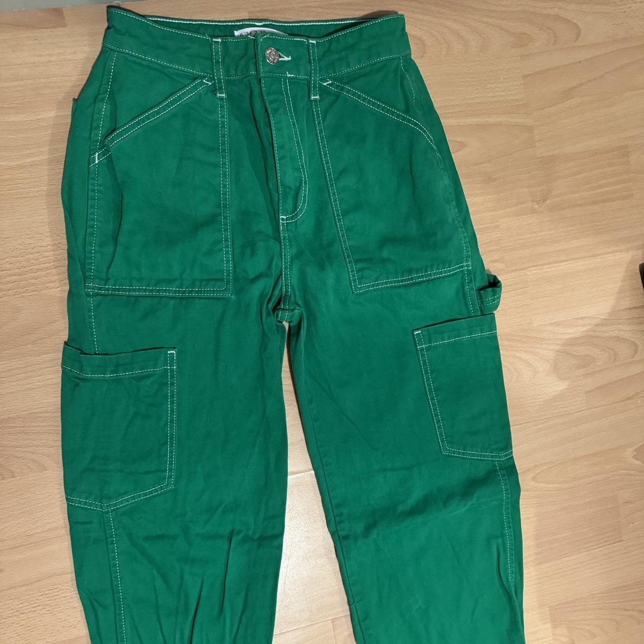 Primark green utility trousers Uk size 6 Worn max... Depop