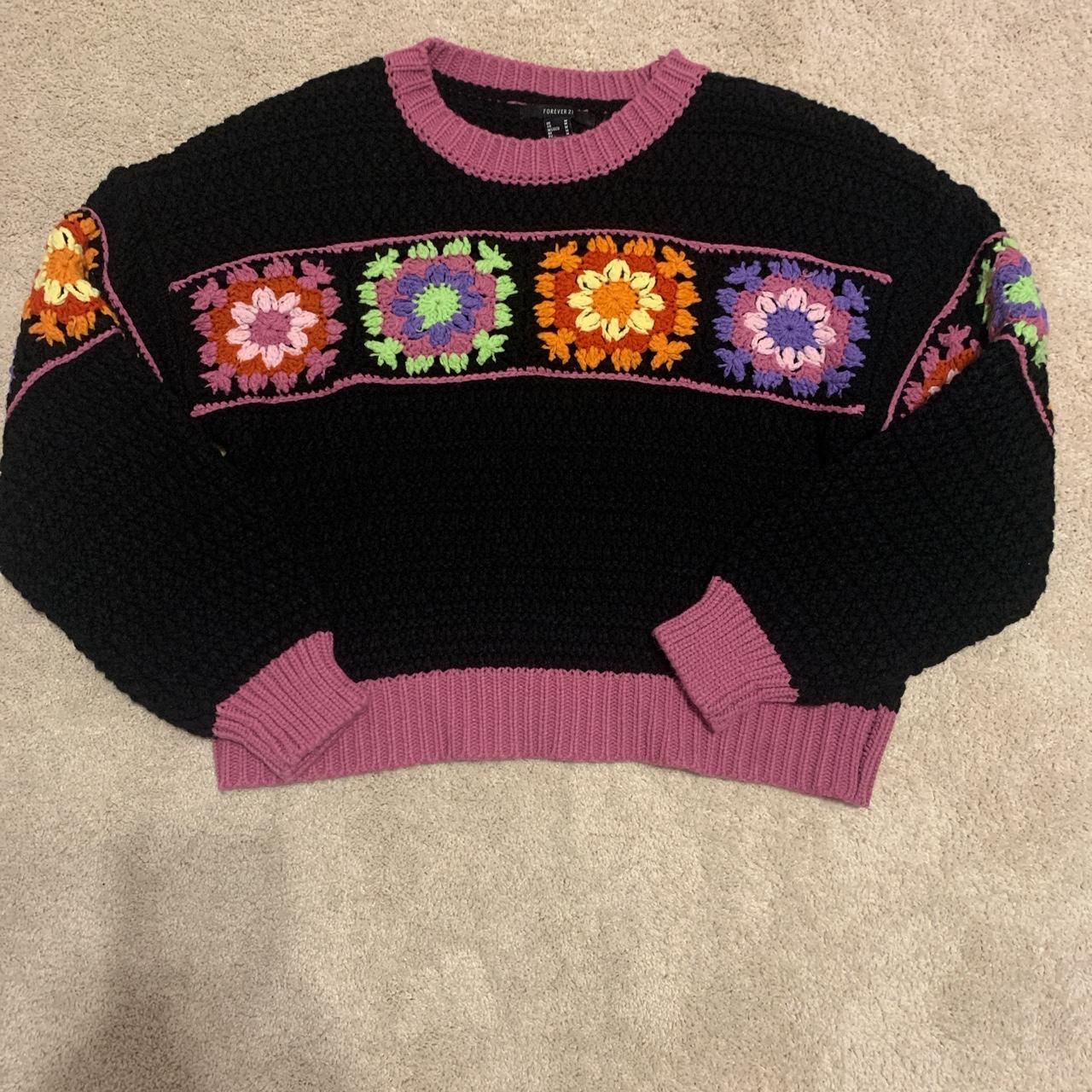 granny square crochet sweater - Depop
