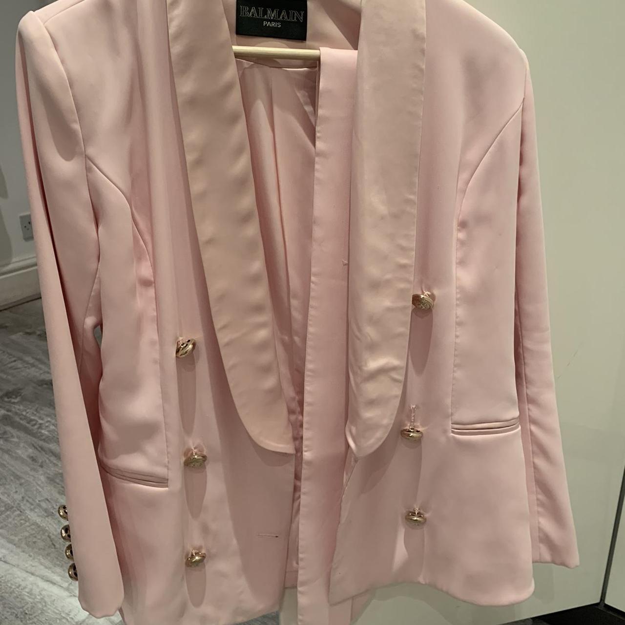 Balmain dupe blazer perfect size M baby pink Depop