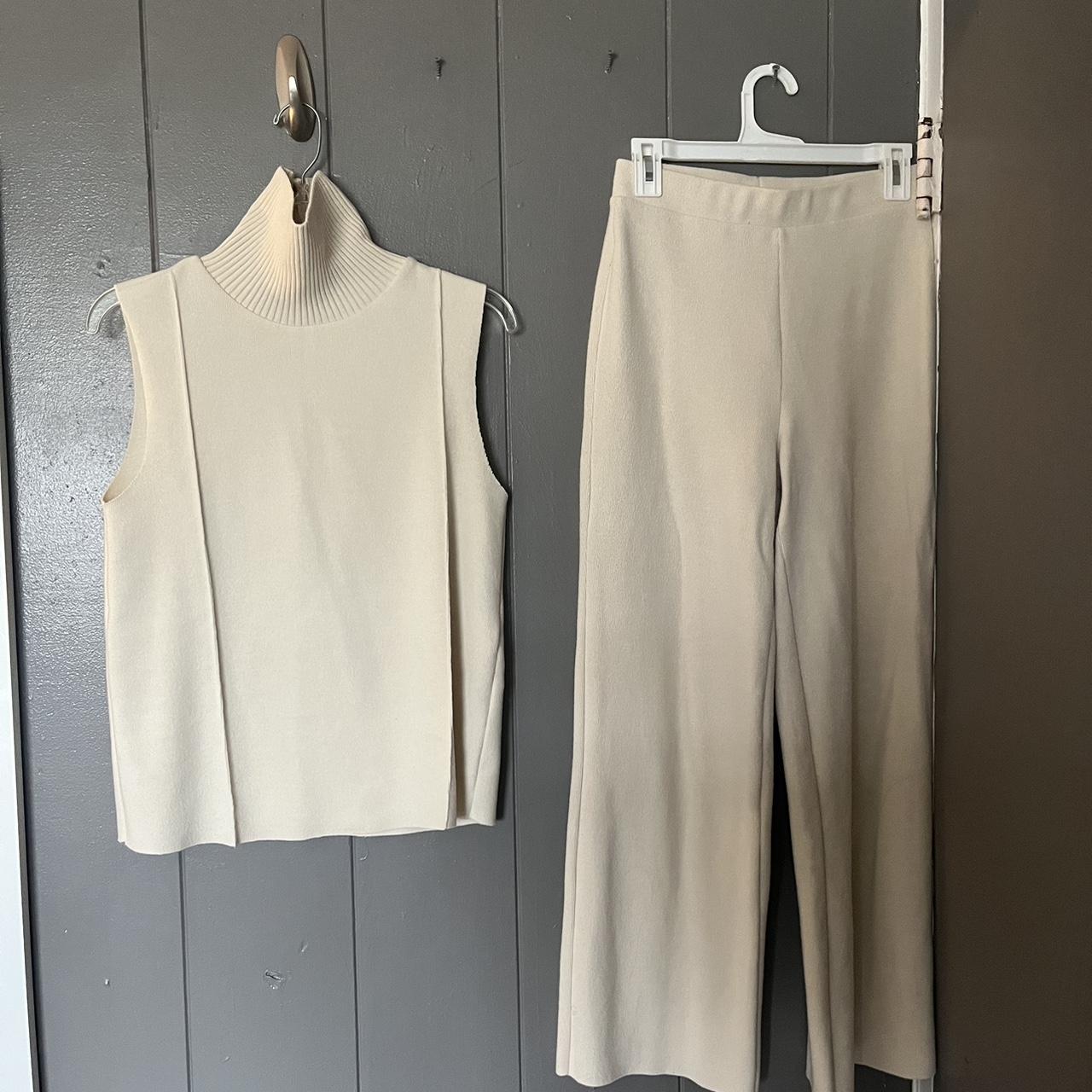 Zara Knit Set, Fold-over Turtle neck, Wide leg