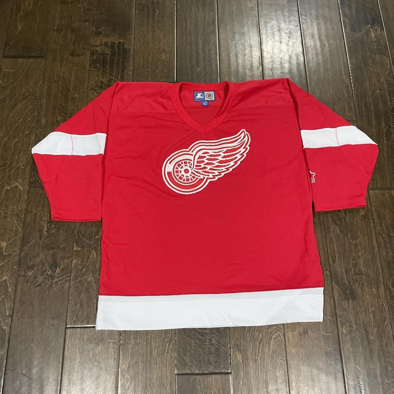Detroit Red Wings Vintage 90s Starter Hockey Jersey White and Red
