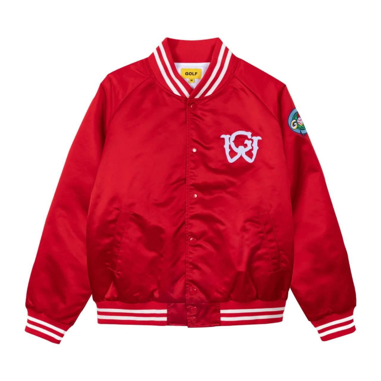 Golf Wang University Varsity Satin Bomber Jacket Red... - Depop