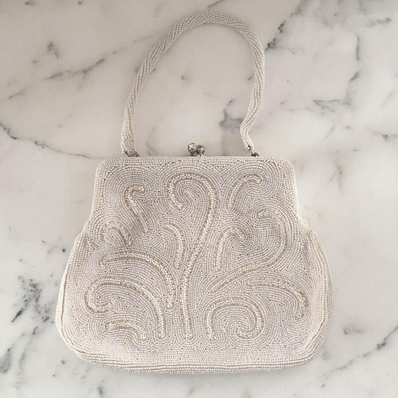 Vintage white beaded on sale purse