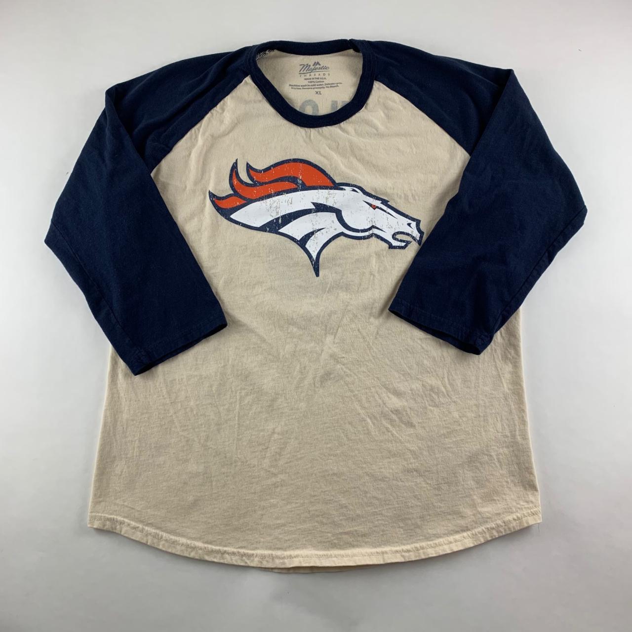 Russell Wilson Denver Broncos Majestic Threads Name & Number Raglan 3/4  Sleeve T-Shirt - Cream/Navy