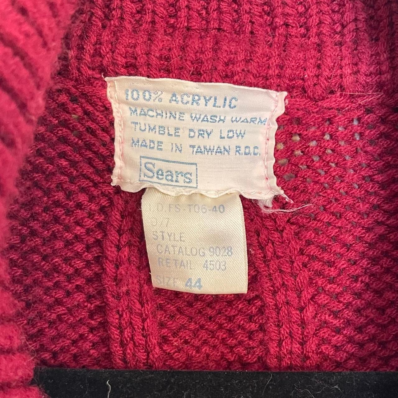 Sears Men's Cardigan - Red - L – Vintage Sears Me… - image 3