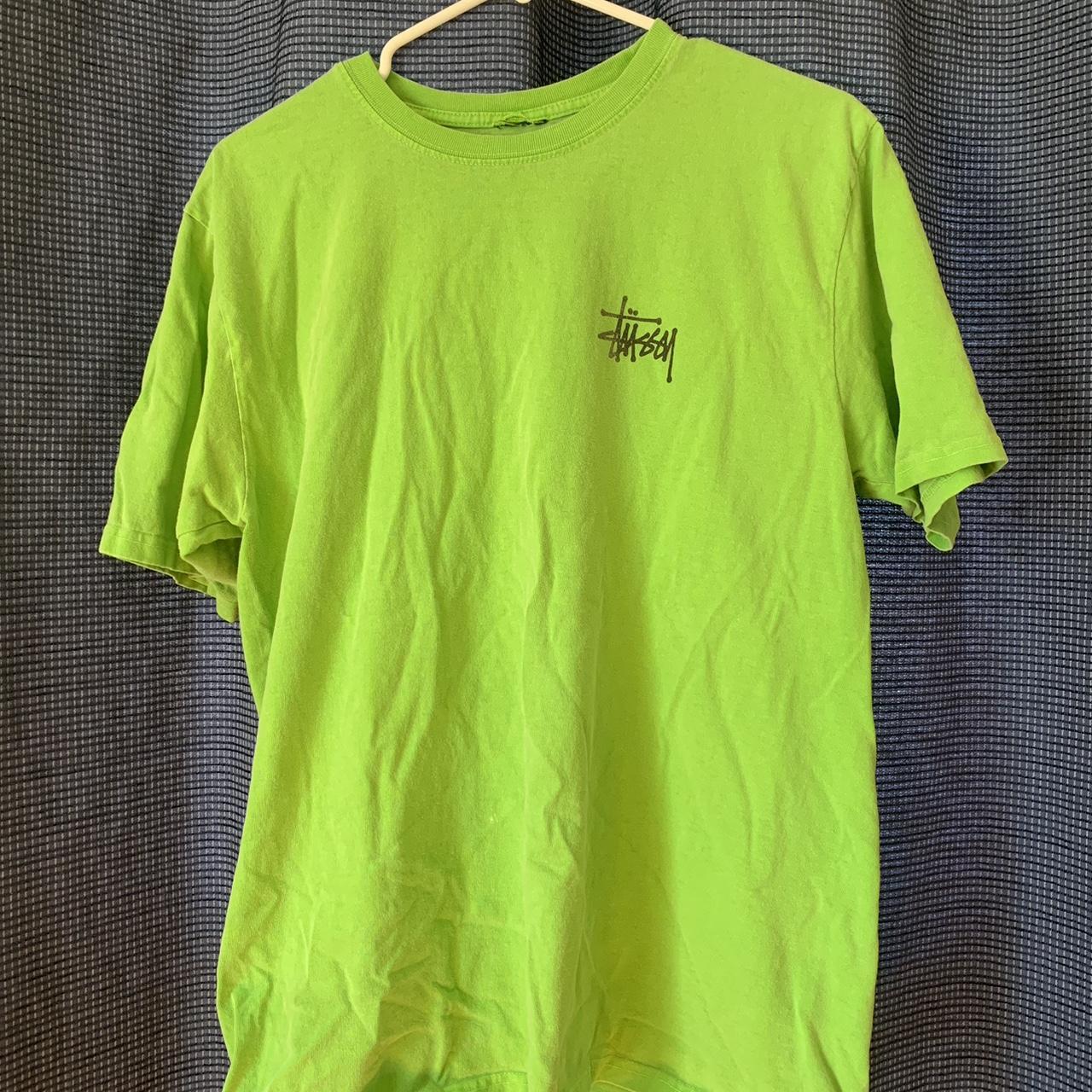 neon green stussy t shirt bought from a friend at a... - Depop