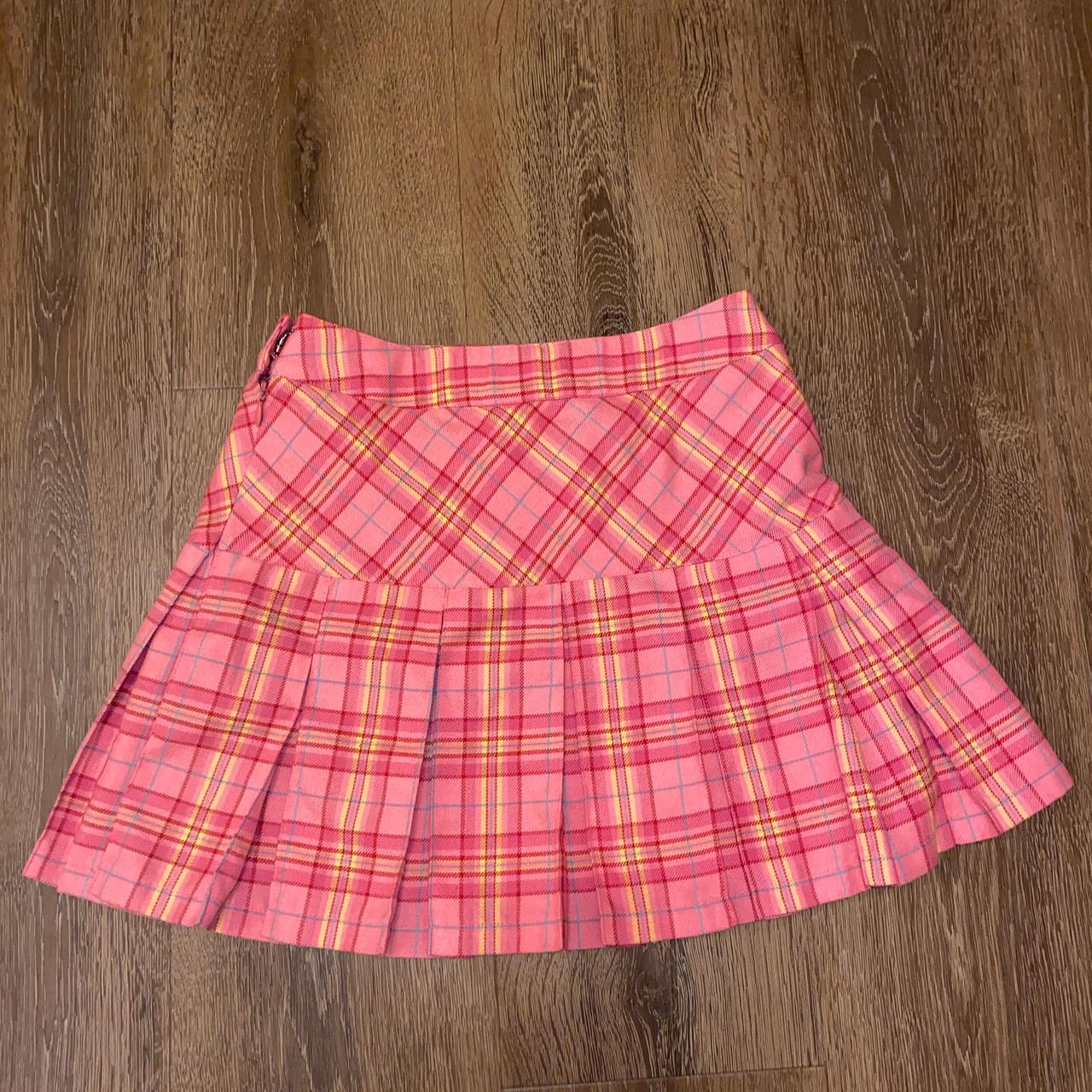 Pink plaid skirt for sale hotsell